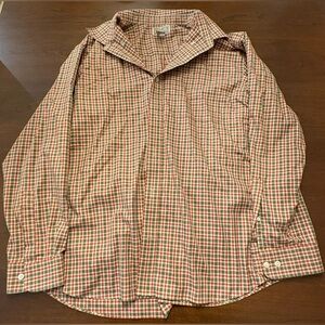 Duluth Trading 100% cotton Gray orange Plaid Long Sleeve Button Down Pocket 2XL